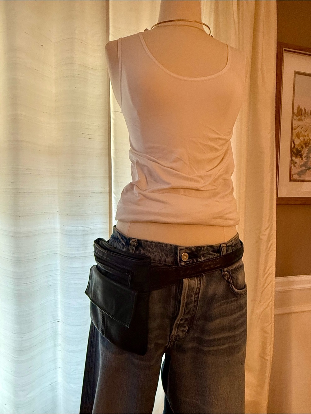 Navy Leather Crossbody Belt Bag - Classic Minimalist